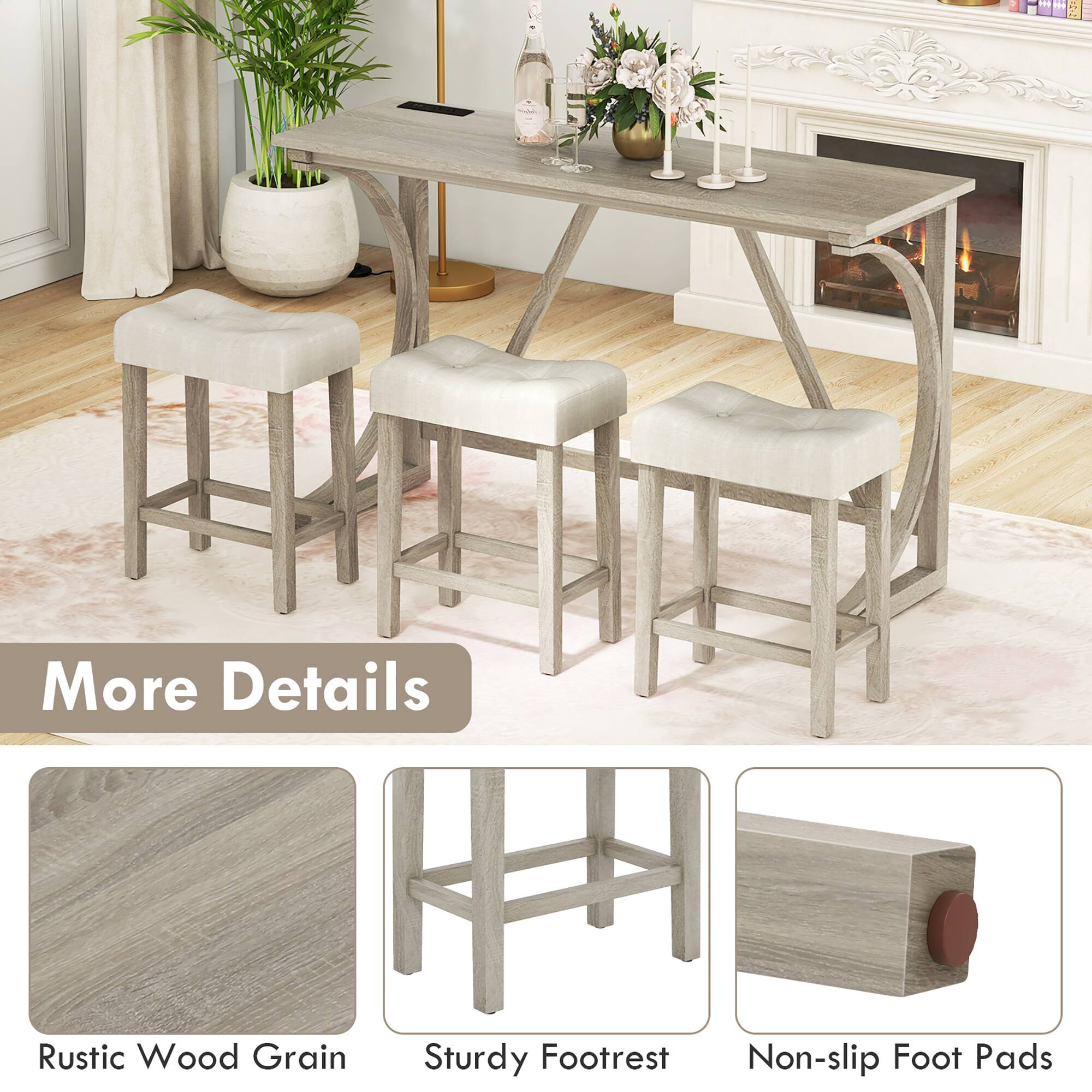 - More Details
- Rustic Wood Grain
- Sturdy Footrest
- Non-slip Foot Pads
