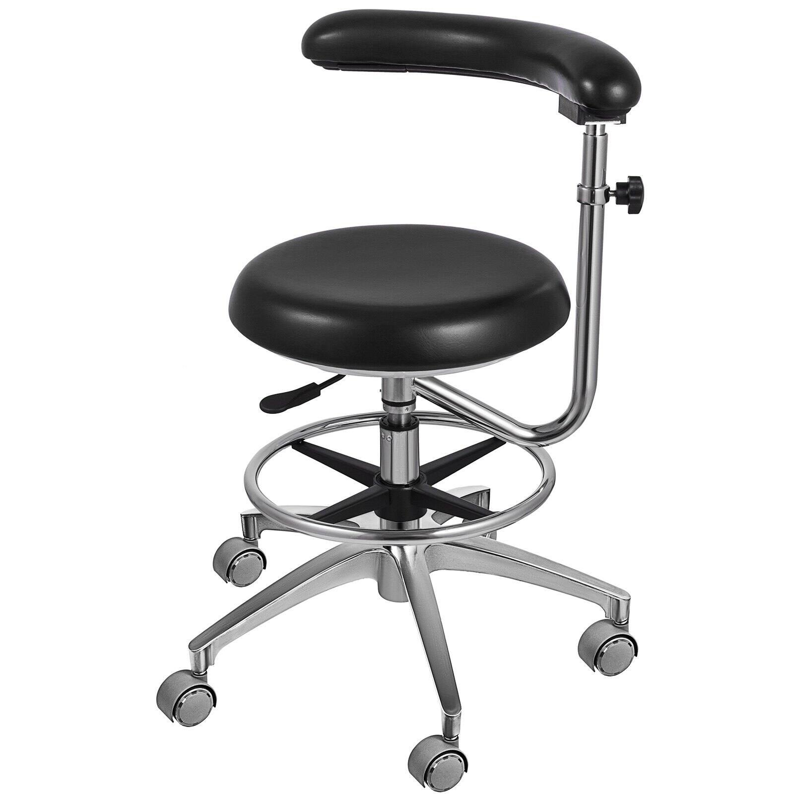 Front. Glintex - Medical Dental Stool Dentist Chair, 360° Swivel Adjustable Doctor Assistant Chair with PU Leather Seat and Armrest - Black.