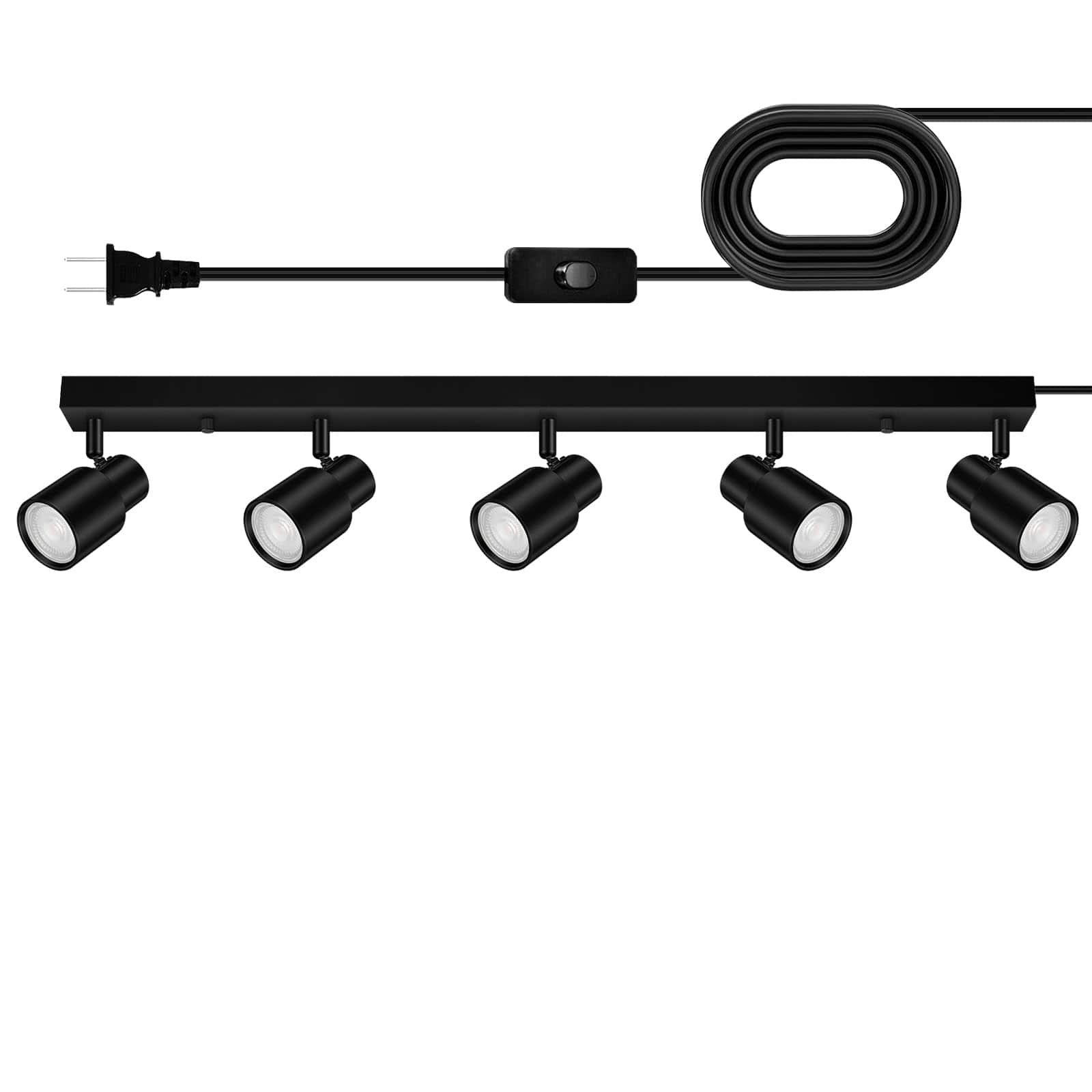 COTTAGE - Plug-in Track Lighting Led Light Fixtures Ceiling Kit 15 7 3 Way Wall Lights For Kitchen Plug In With 14 - 5-Light Track Lighting(Black)