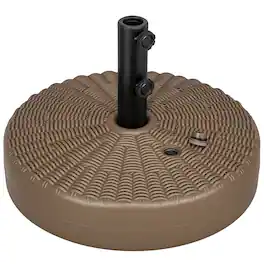 Outsunny - Stand for 1.5" or 2" Umbrella Poles, Round Fillable Umbrella Base for Outdoor, Lawn - Brown