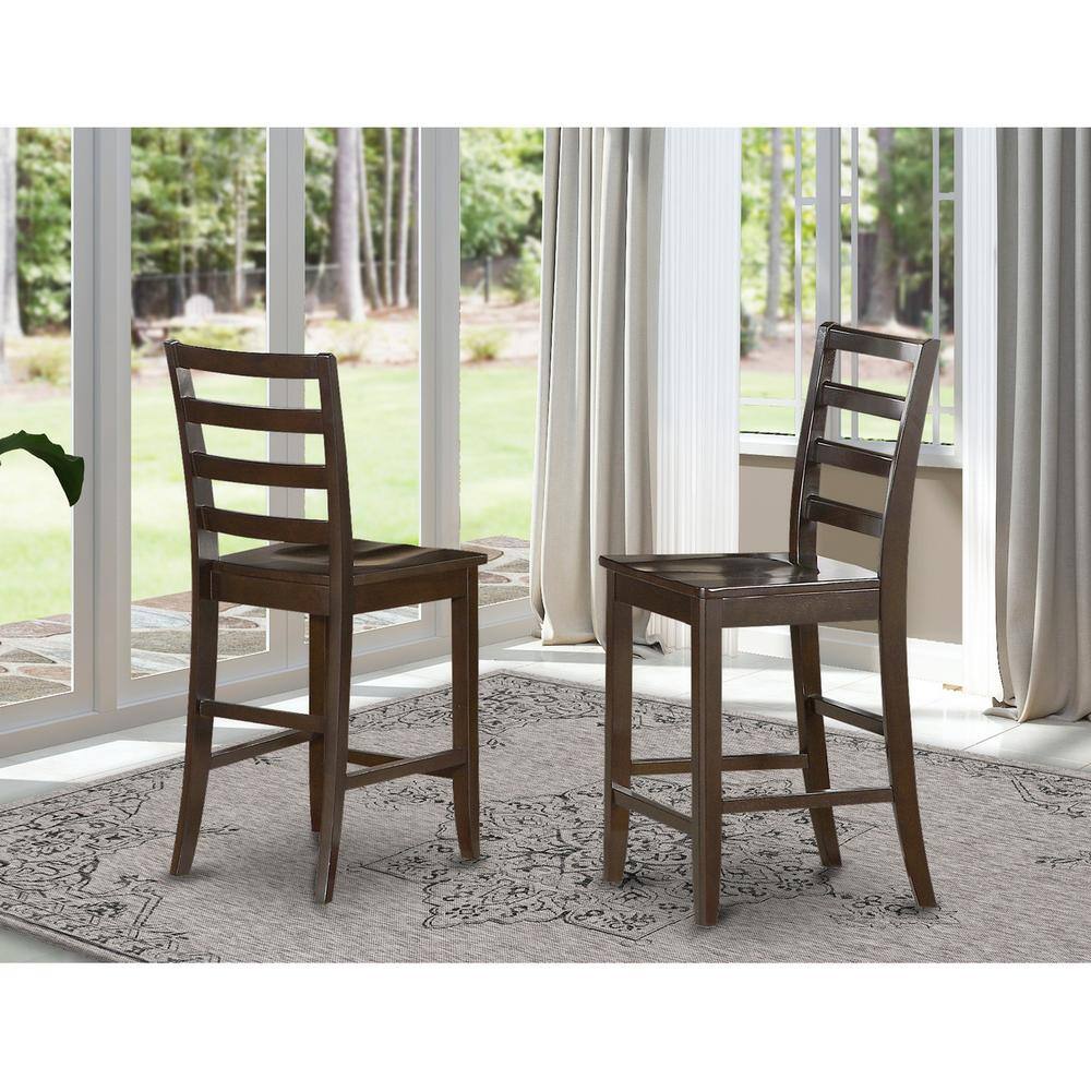 Left. East West Furniture - Fairwinds Stool Wood Seat with lader back - Cappuccino.