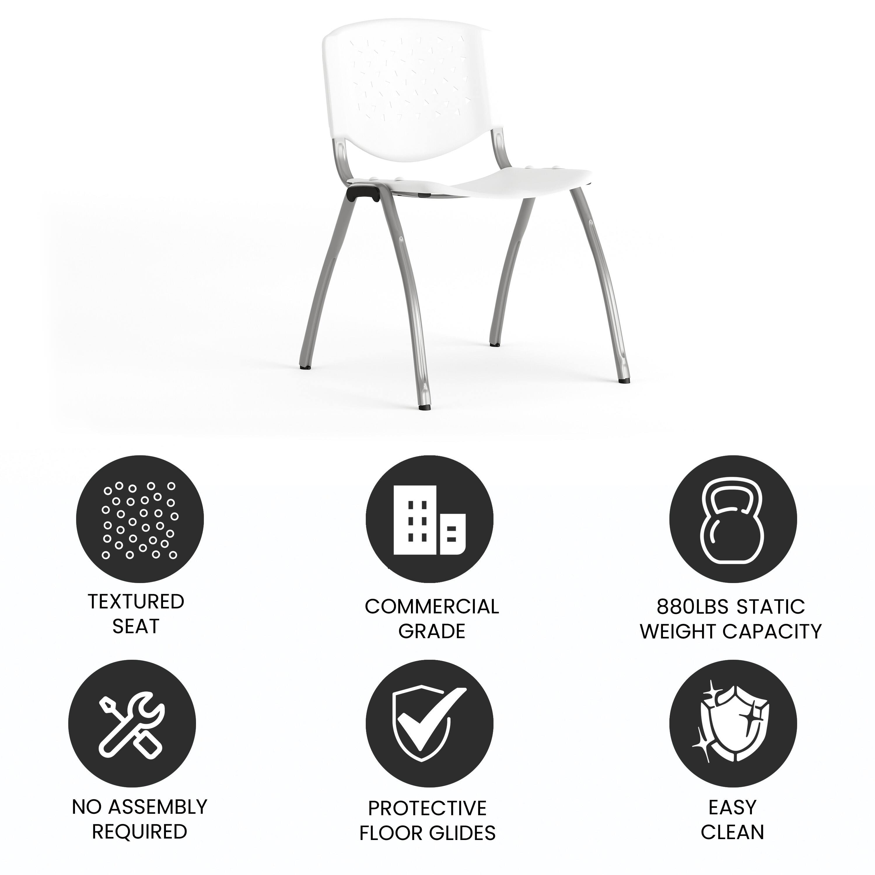 TEXTURED SEAT  
COMMERCIAL GRADE  
880LBS STATIC WEIGHT CAPACITY  
NO ASSEMBLY REQUIRED  
PROTECTIVE FLOOR GLIDES  
EASY CLEAN