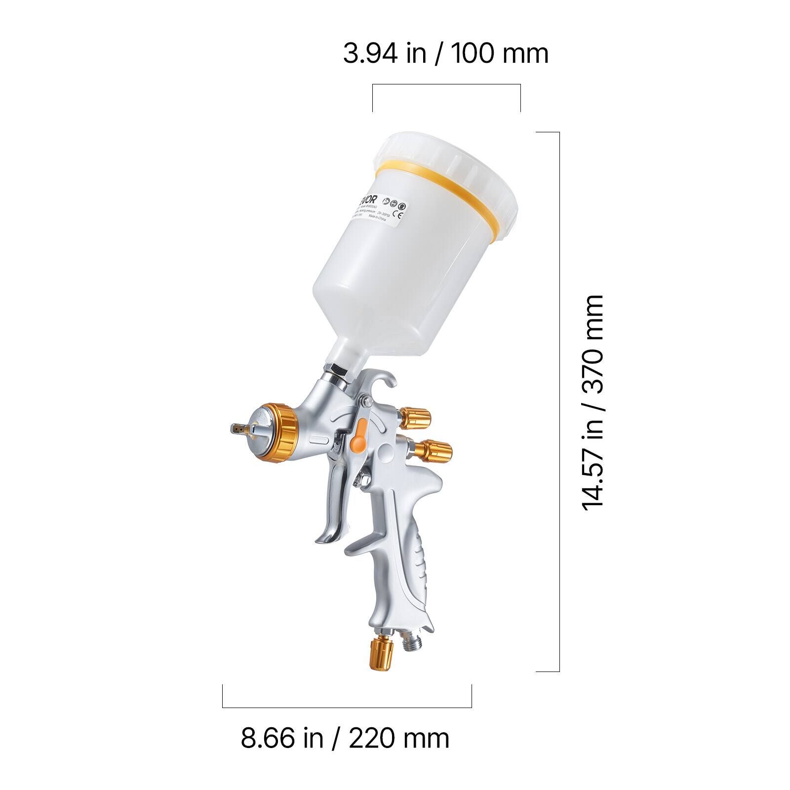 3.94 in / 100 mm  
8.66 in / 220 mm  
14.57 in / 370 mm