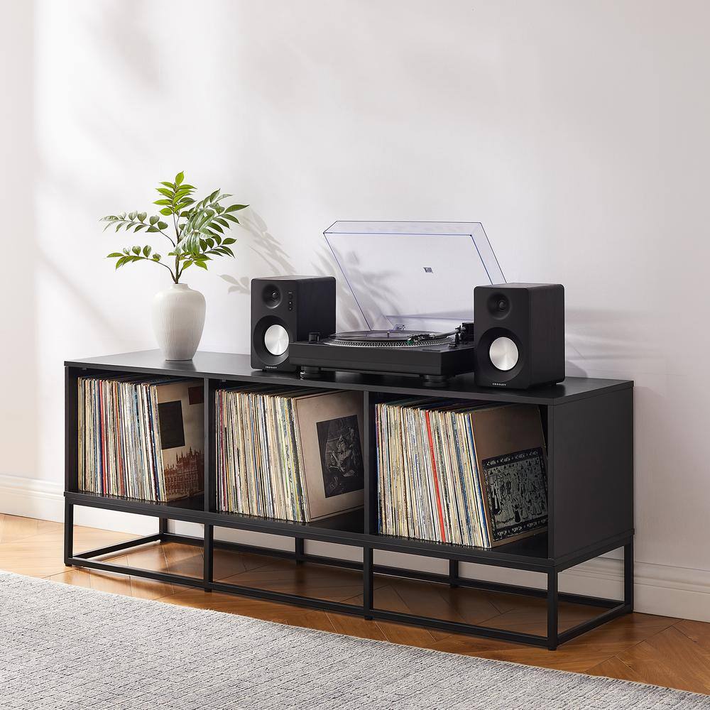 Alt View 7. Crosley Furniture - Enzo Large Record Player Stand With Vinyl Storage - Black.