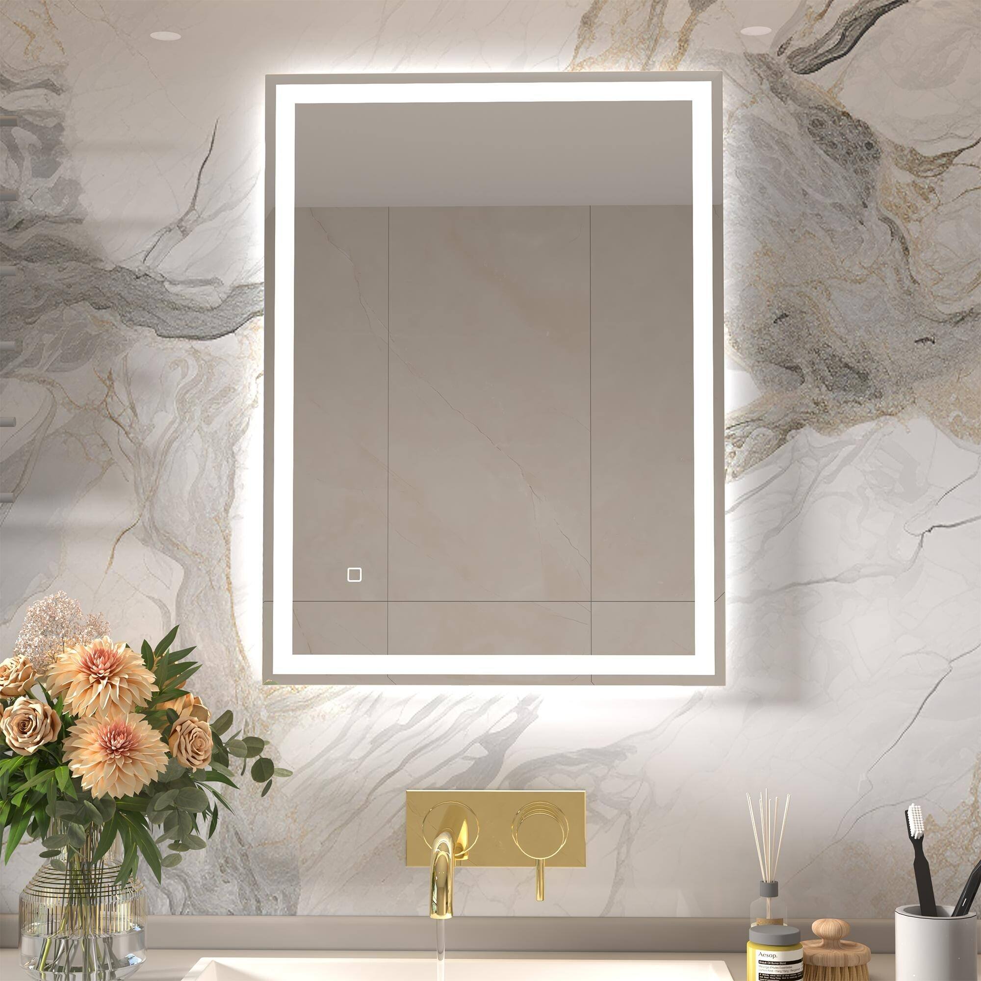 Alt View 5. U-HOMY - LED Bathroom Mirror with Lights, Smart Anti-Fog Dimmable Wall Mirror with Memory Function - 32*24.