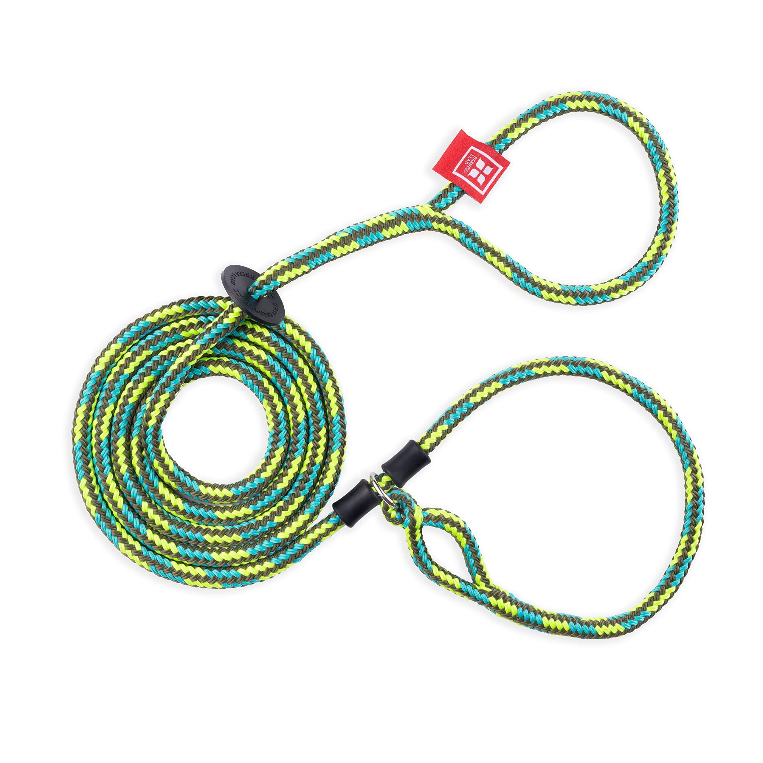 Paradigms Interiors - No Pull Dog And Leash Set Anti For All Breeds Sizes One-piece Cushioned Rope Design Safely Prevents Escaping - Rainforest (Olive/Lime/Turquoise)-Medium/Large (4