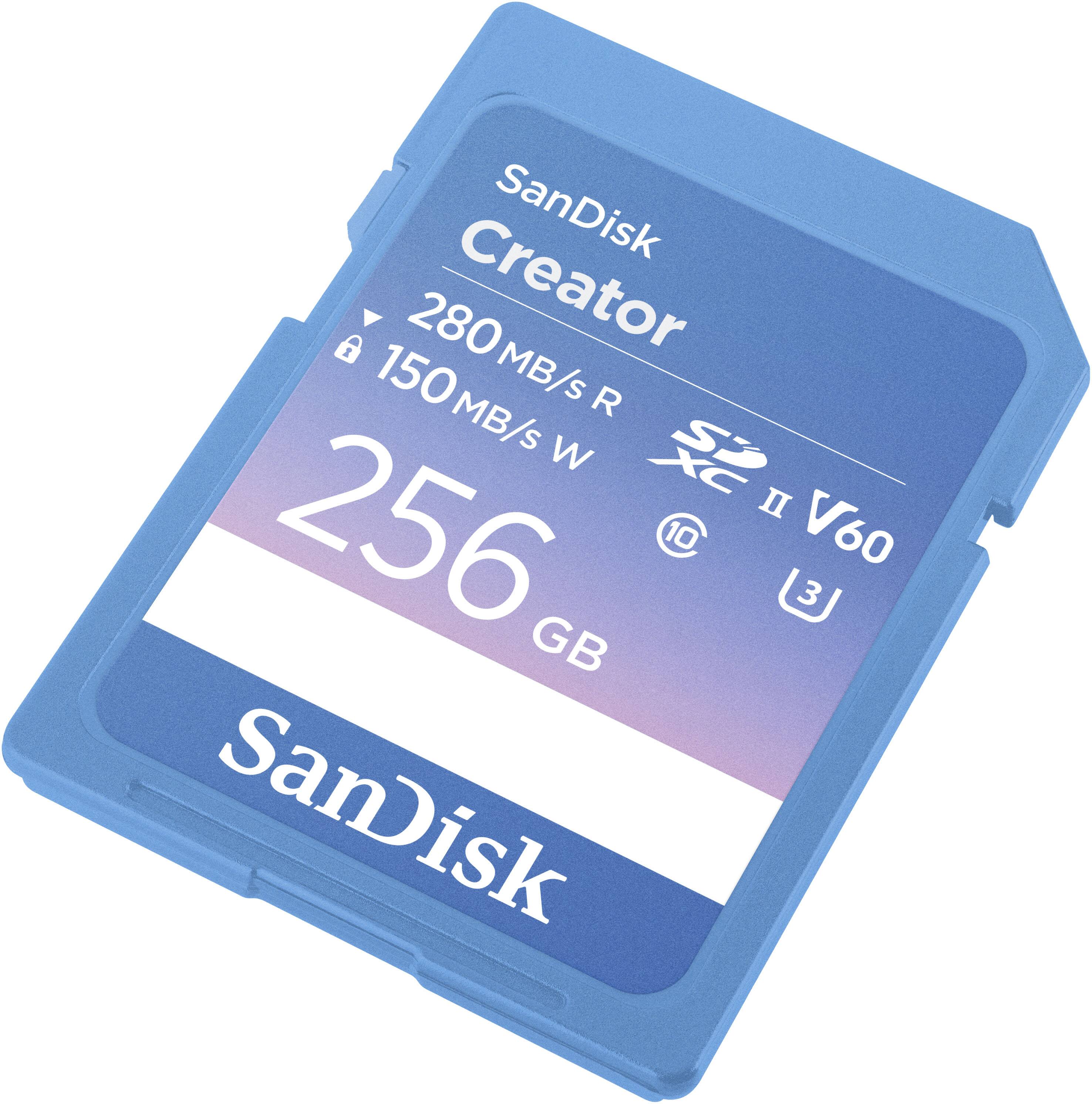 SanDisk Creator  
280 MB/s R  
150 MB/s W  
256 GB  
XC II V60  
10  
3J