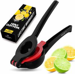 Zulay Kitchen - Metal 2-In-1 Lemon Squeezer - Black and Red
