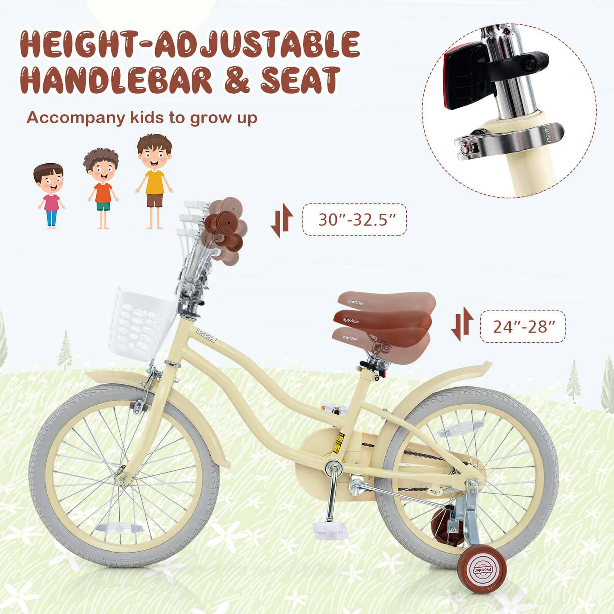 HEIGHT-ADJUSTABLE HANDLEBAR & SEAT  
Accompany kids to grow up  

30"-32.5"  

24"-28"