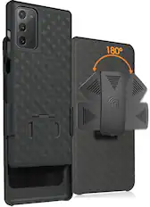 Front. Nakedcellphone - Case with Stand and Belt Clip Holster for Samsung Galaxy Note 20 - Black.