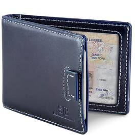 Vulpecula Spade - RFID Blocking Slim Money Clip Wallet – Leather Bifold Front Pocket Minimalist Mens Wallet with Money Clip for Men - Atlantic Blue 3.0