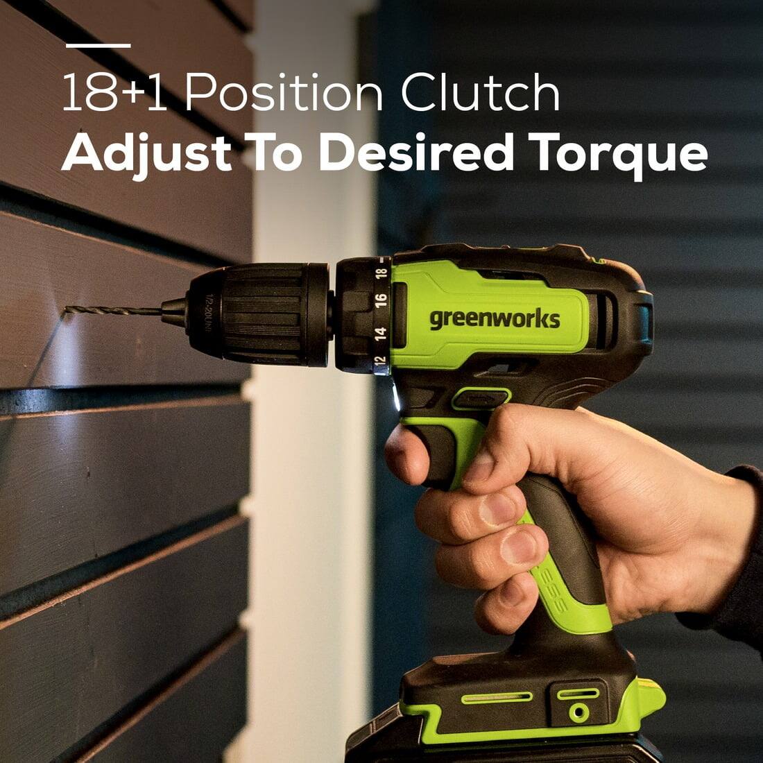 18+1 Position Clutch  
Adjust To Desired Torque