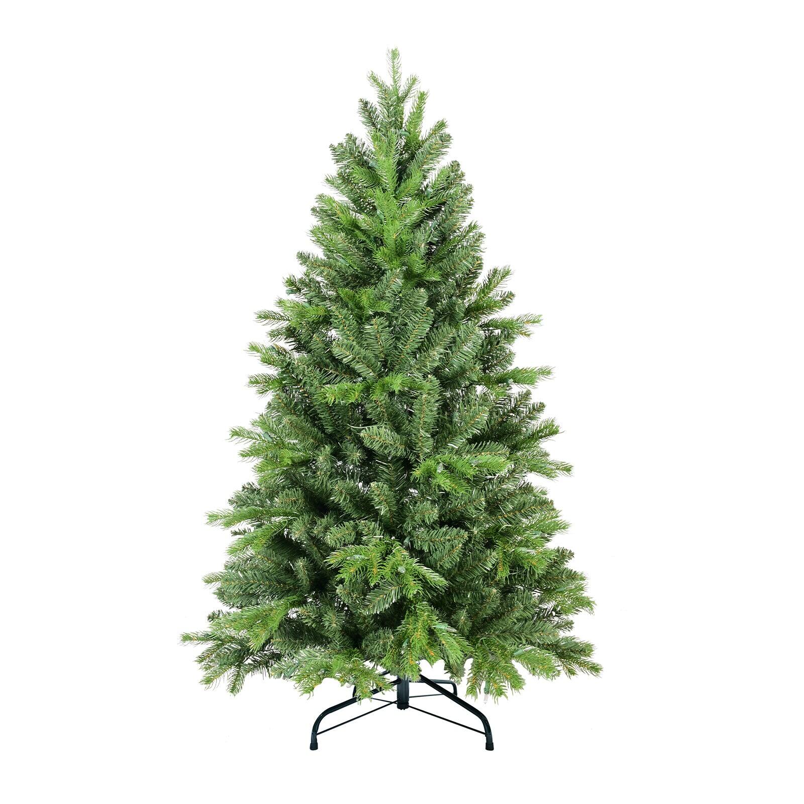 Front. BreeBe - 7FT Christmas Tree with 1375 PE+PVC Tips Full-Bodied Holiday Tree with Hinged Branches - Green.