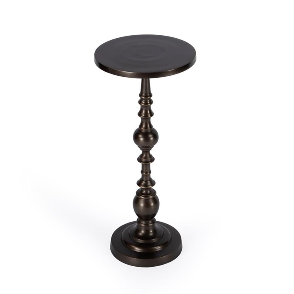 Left. Butler Specialty - Darien Round Pedestal 10"W Side Table - Bronze.