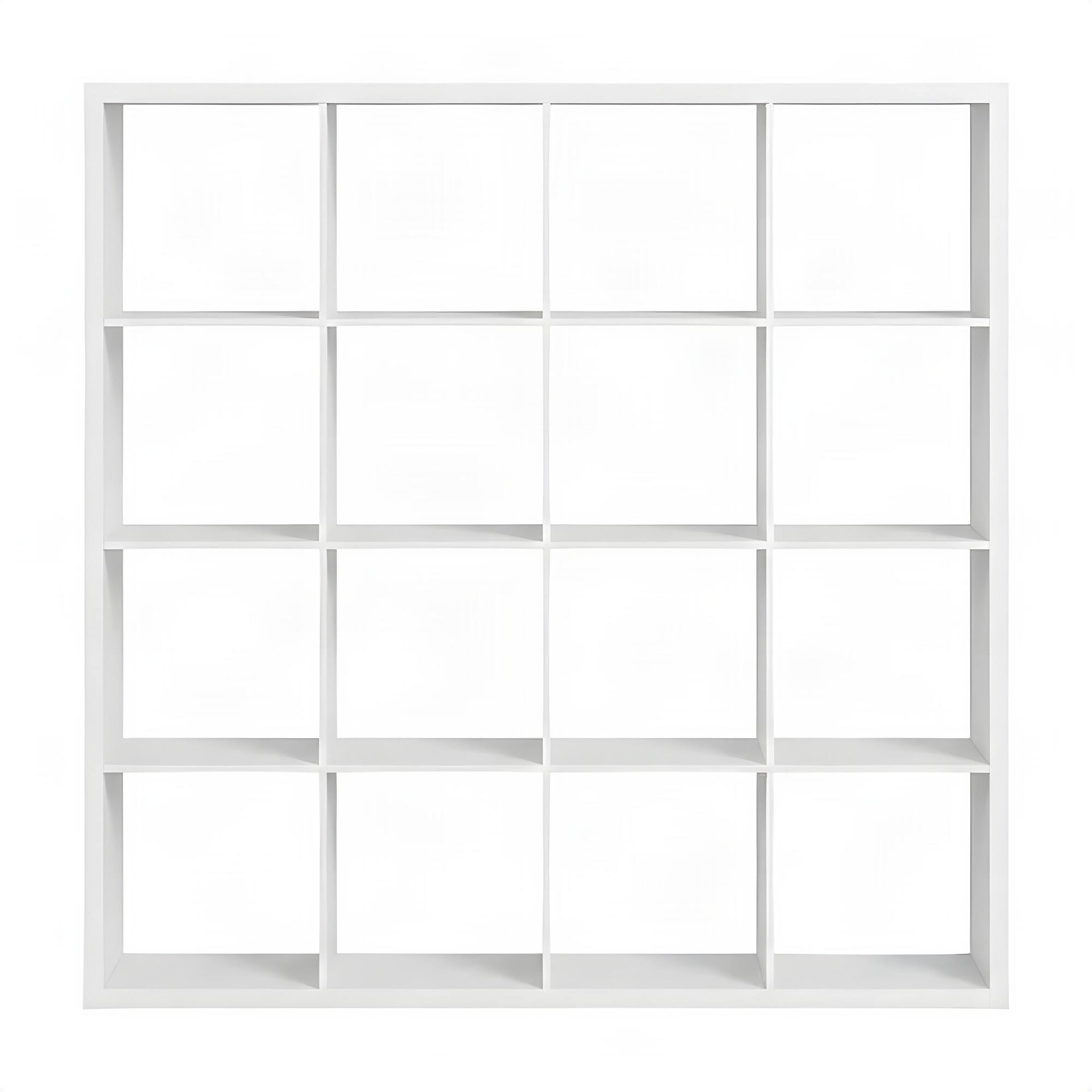 Angle. FurniFact - Engineered Wood Storage Cabinet with 16 Open-Back Cube Shelves, Tall Bookcase Organizer for Bedroom or Entryway, White - White.