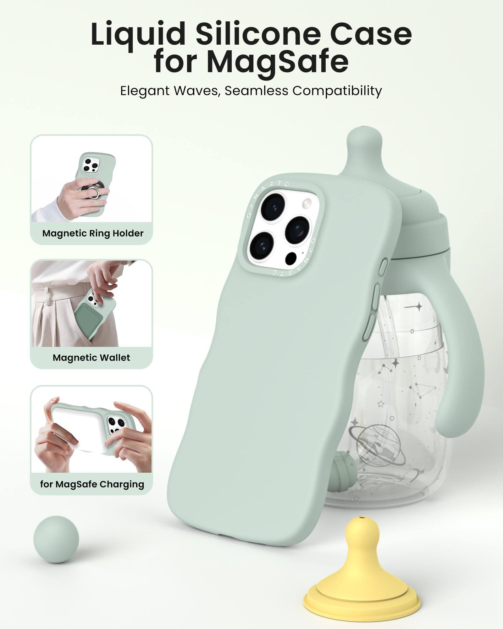 Liquid Silicone Case for MagSafe  
Elegant Waves, Seamless Compatibility  

- Magnetic Ring Holder  
- Magnetic Wallet  
- for MagSafe Charging