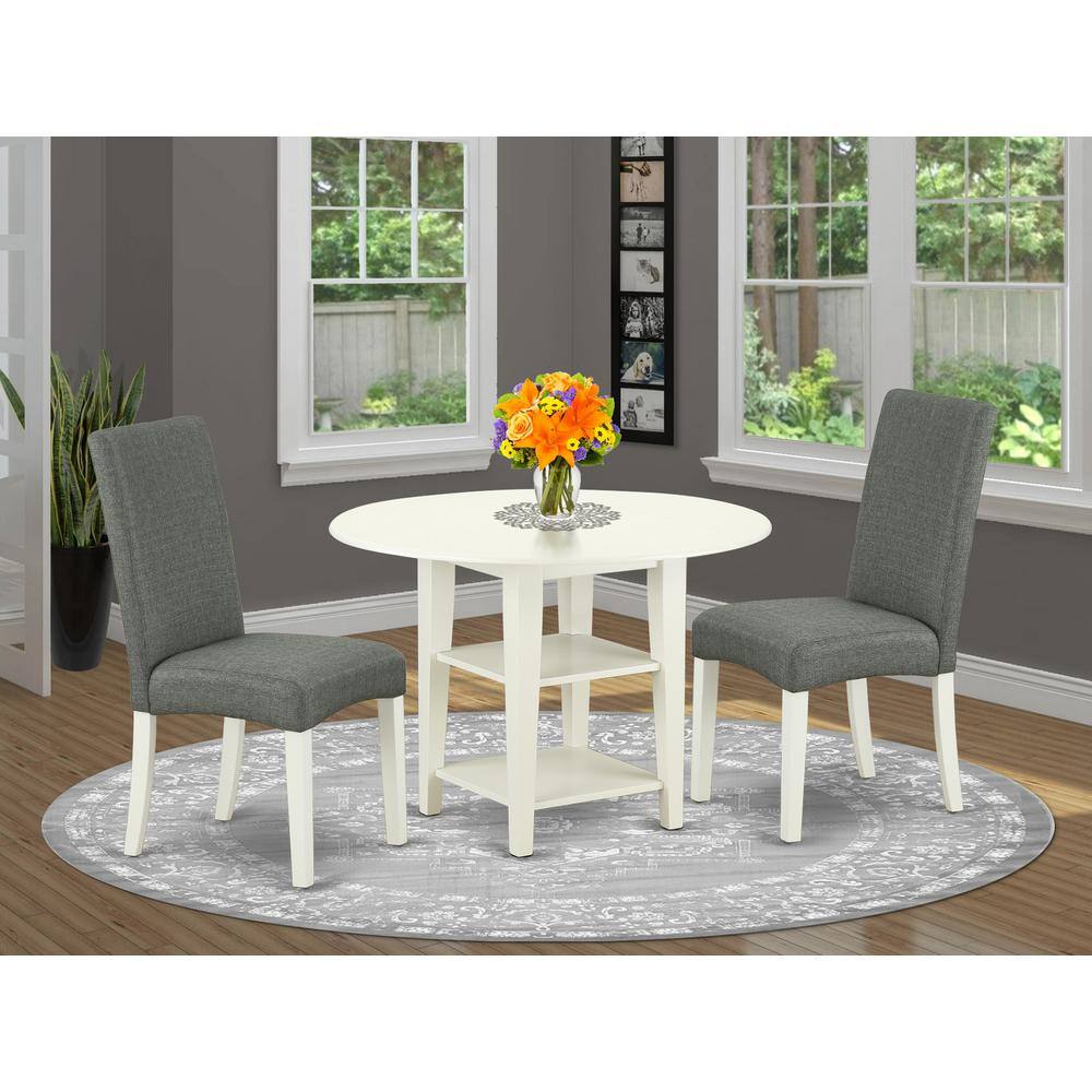 Left. East West Furniture - Dining Room Set Linen White - Brown.
