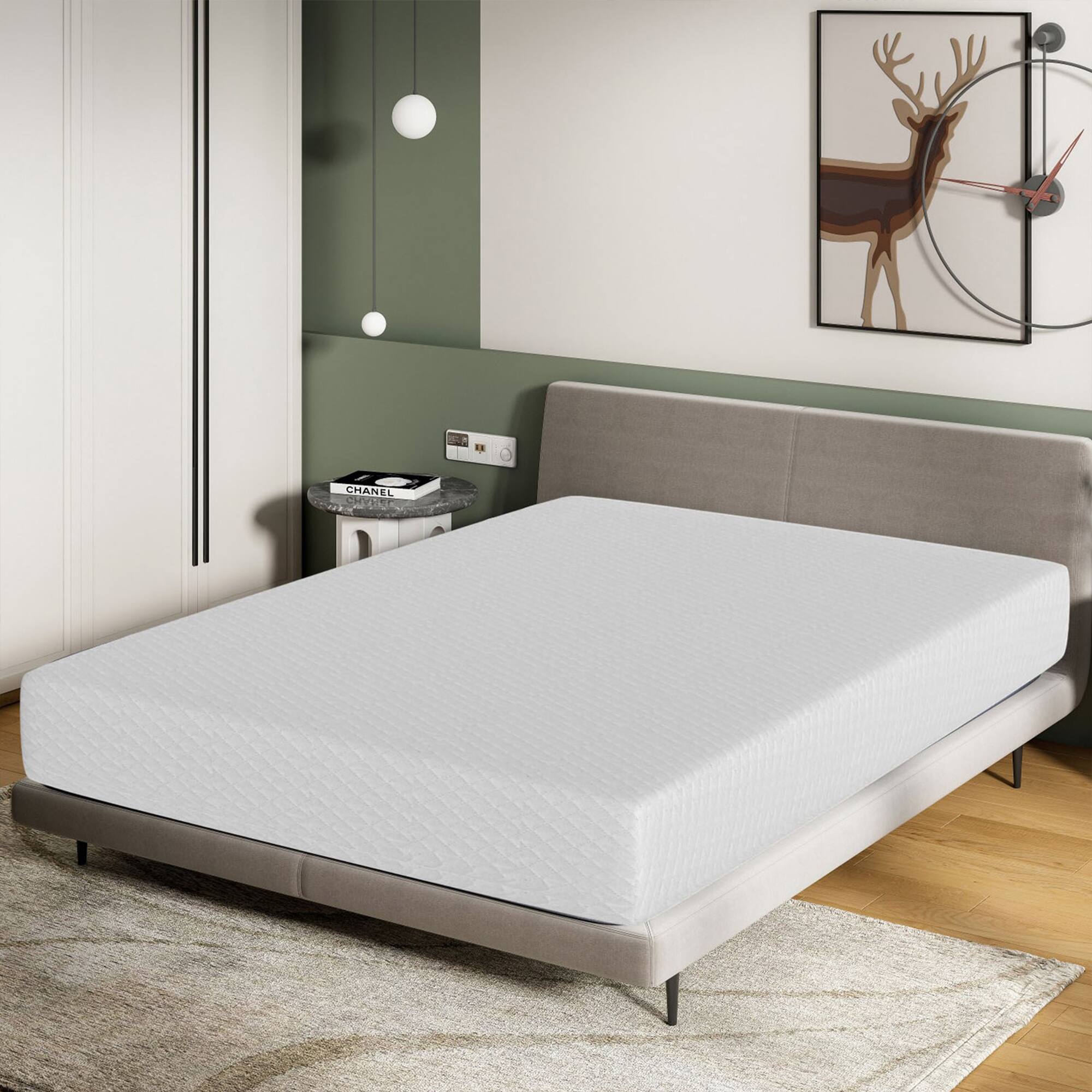 Angle. Vaczon - 10" Full Cooling Gel Memory Foam Mattress Deep Sleep Comfort Pressure Relief, Bed-in-a-Box - White.