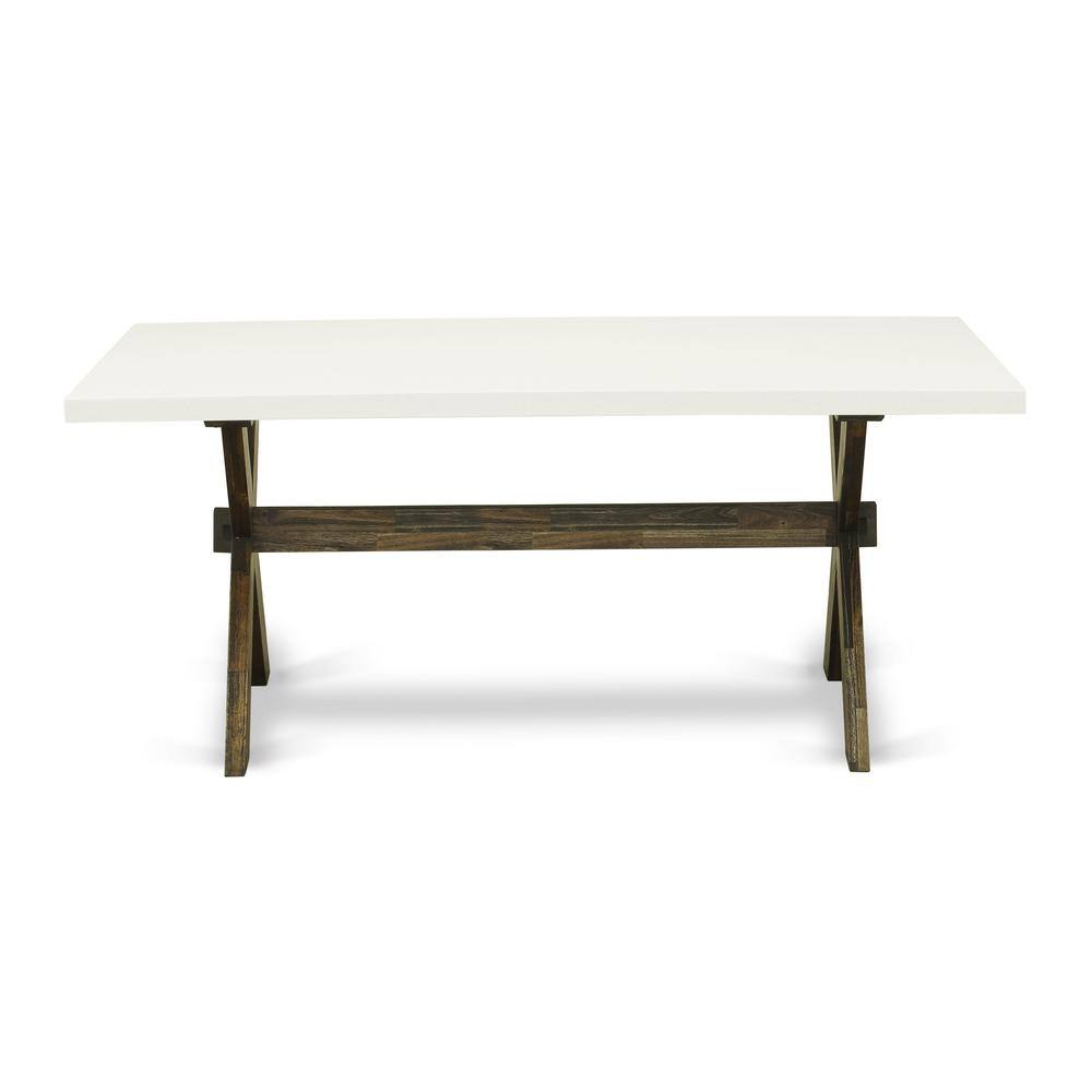 Left. East West Furniture - Dining Table Distressed Jacobean & Linen White - Brown.