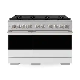 ZLINE - 48 in. 6.7 cu. ft. Marino Freestanding Double Oven Gas Range with 8 Burner Cooktop with White Matte Doors - White Matte