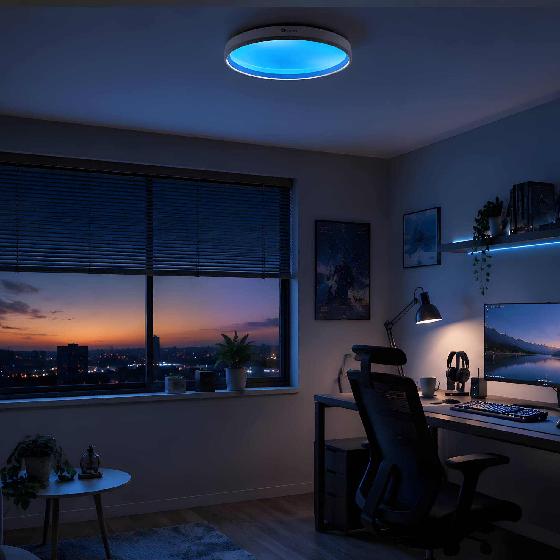 Alt View 7. Lumary - Lumary 16.5" Smart Flush Mount Light, 1800K-12000K Circadian Rhythm ceiling Skylight with App & Voice & Remote Control - White.