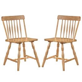 Costway - Windsor Dining Chairs Set of 2 with Turned Legs Curved Spindle Back for Living Room - Natural