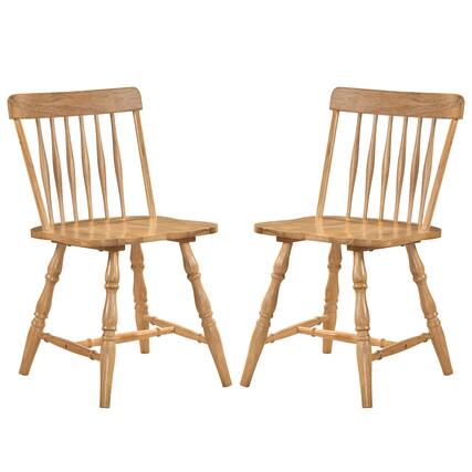 Front. Costway - Costway Windsor Dining Chairs Set of 2 with Turned Legs Curved Spindle Back for Living Room - Natural.