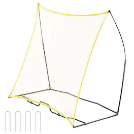 VEVOR - Soccer Rebounder, Portable Soccer Trainer, 7x7FT Iron & Polyester Soccer Practice Equipment, Football Rebounder Wall - Yellow