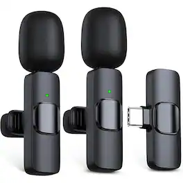 MOSZAR LLC - 2-Pack Wireless Lavalier Microphones – USB-C Mini Lapel Mics for iPhone/Android