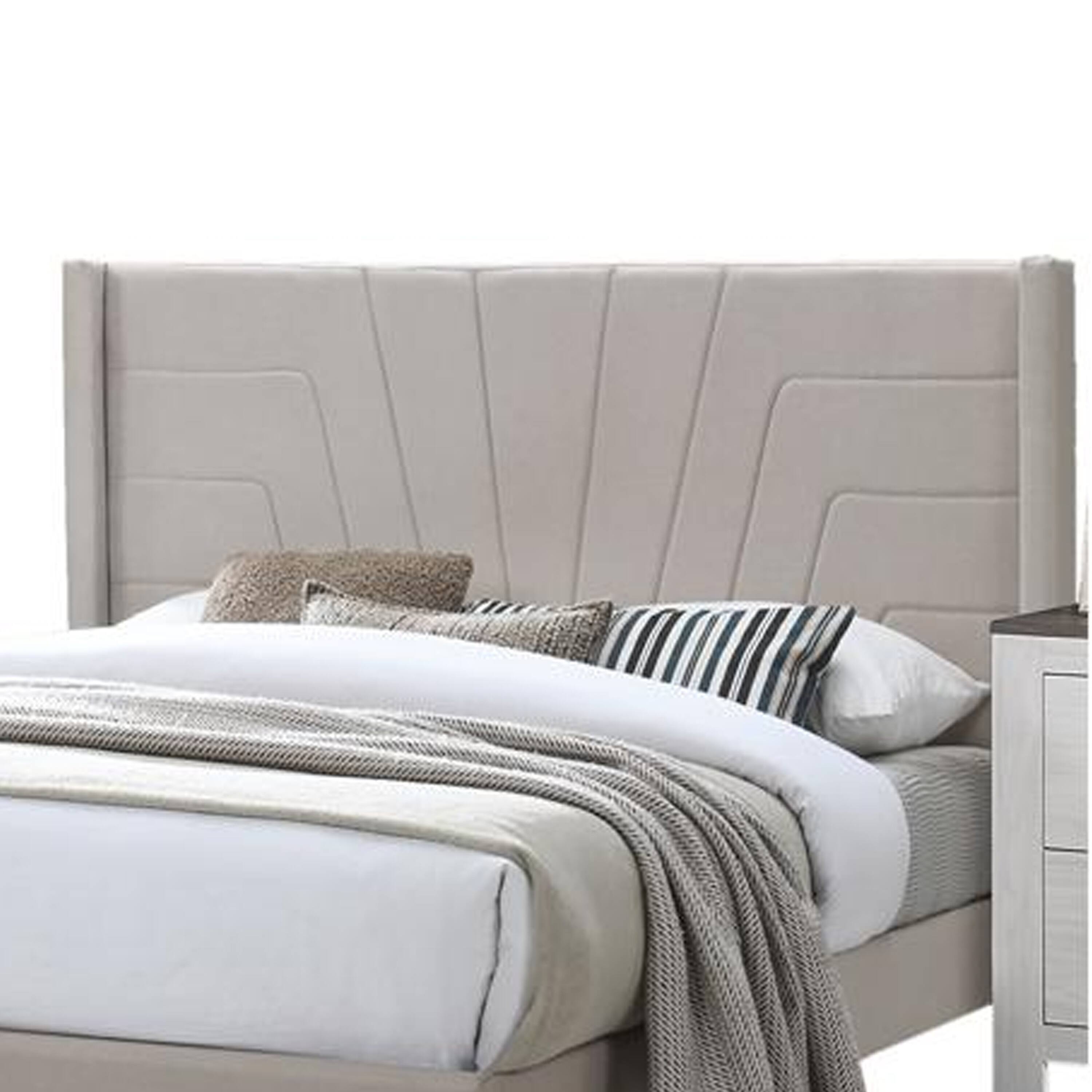 Alt View 2. Manhattan Lane - Kopa Queen Size Bed with Tufted Headboard, Brown Burlap Upholstery - Brown, Black.