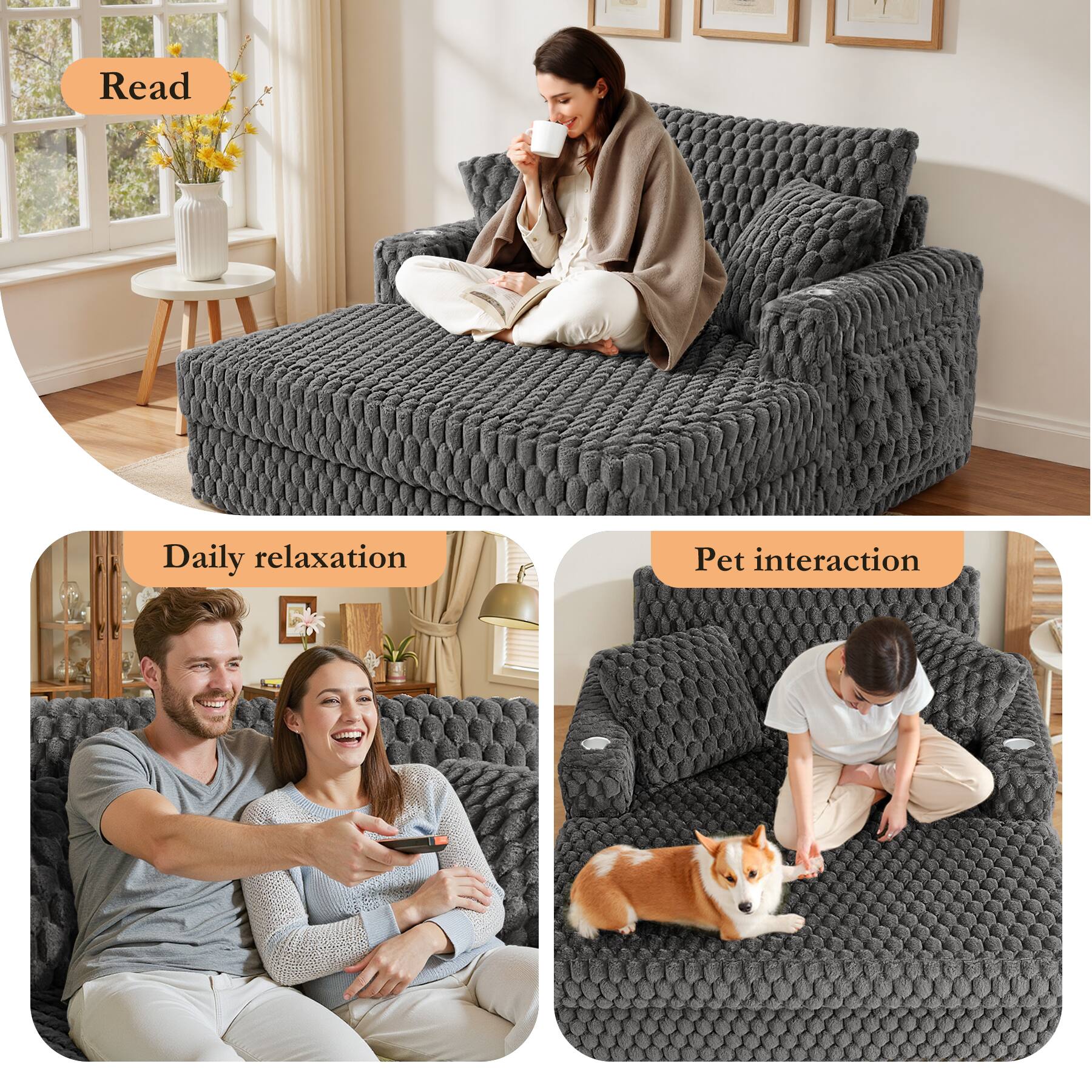 Read  
Daily relaxation  
Pet interaction