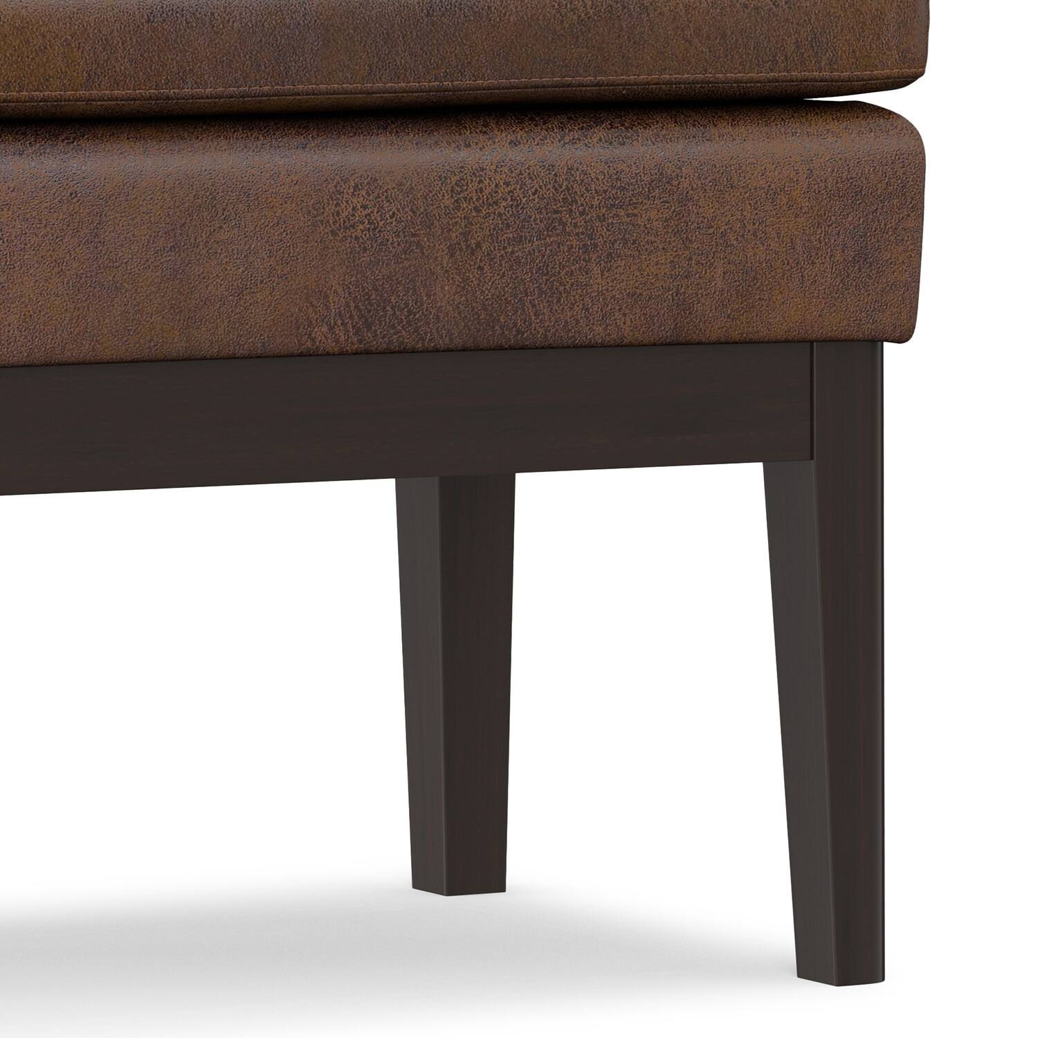 Alt View 6. Simpli Home - Carlson Small Ottoman Bench in Distressed Chestnut Brown - Distressed Chestnut Brown.