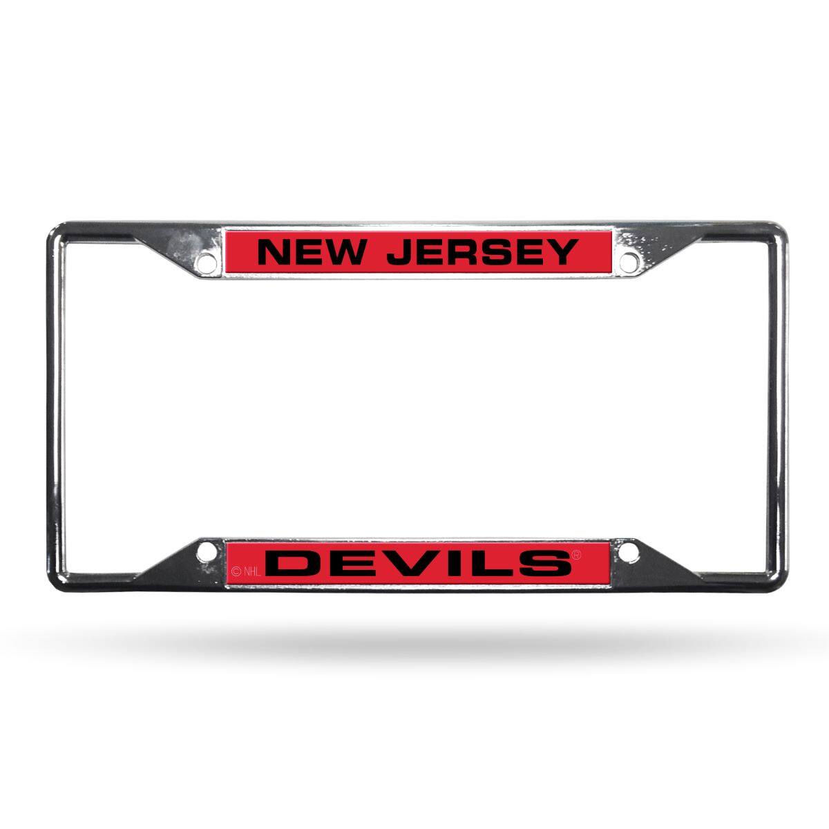 New Jersey NJ Hockey Devils NHL All Corner EZ View Chrome Metal Laser Cut License Plate Frame