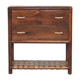 Artisan Furniture - Solid Wood Regency Woven 2-Drawer Nightstand - Chestnut