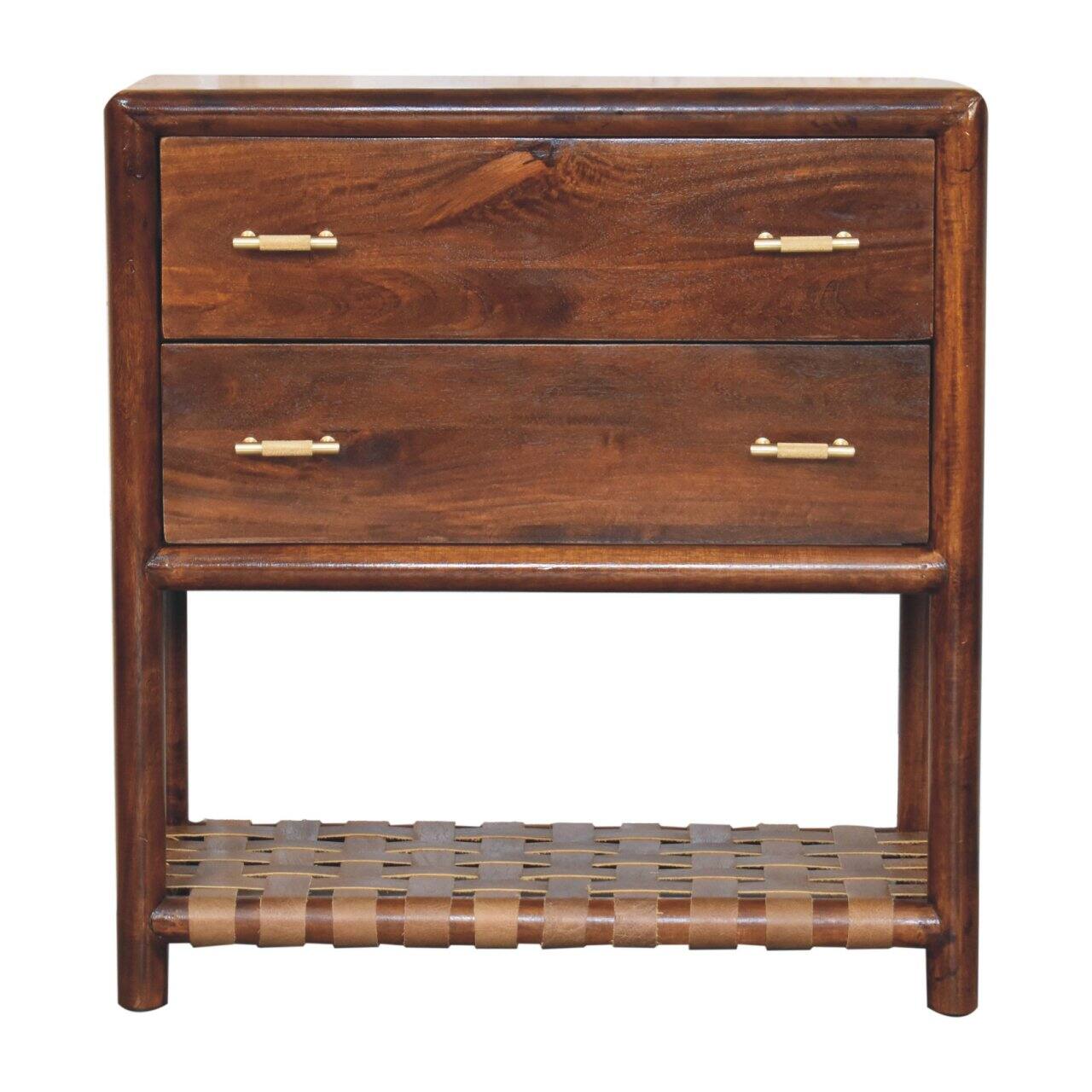 Front. Artisan Furniture - Artisan Furniture Solid Wood Regency Woven 2-Drawer Nightstand - Chestnut.