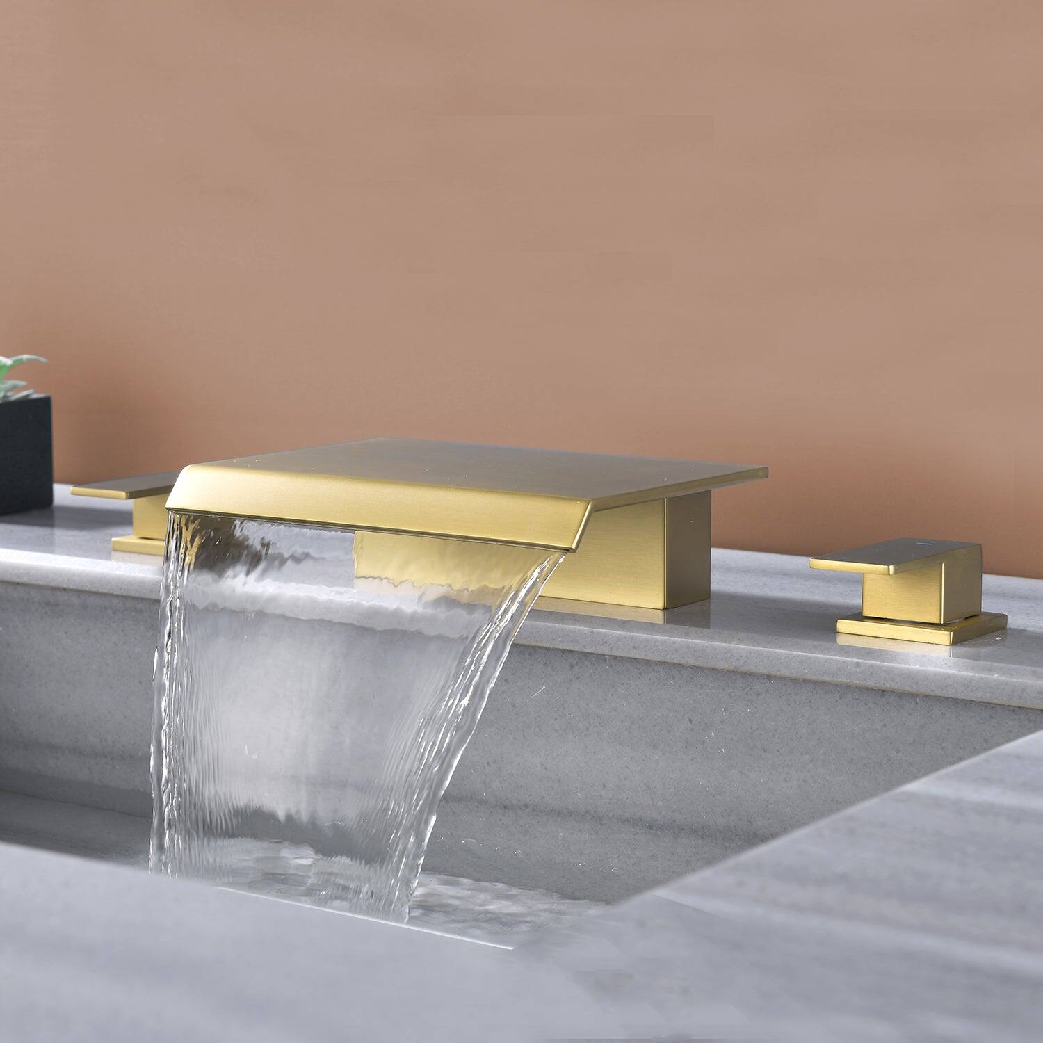 Alt View 2. Boyel Living - Brushed Gold Faucet SUS304 Waterfall Spout cUPC Quick Connect Temporary Shelf - Brushed Gold.
