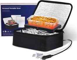 RTMB - Portable Electric Lunch Box Mini Oven 12/24/110V with Wall & Car Plug - Black