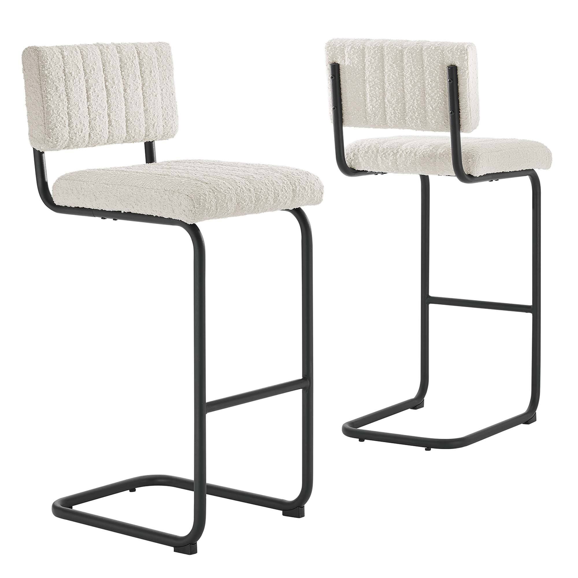 Alt View 2. Modway - Parity Boucle Bar Stools Set of 2 by Modway - Black Ivory.