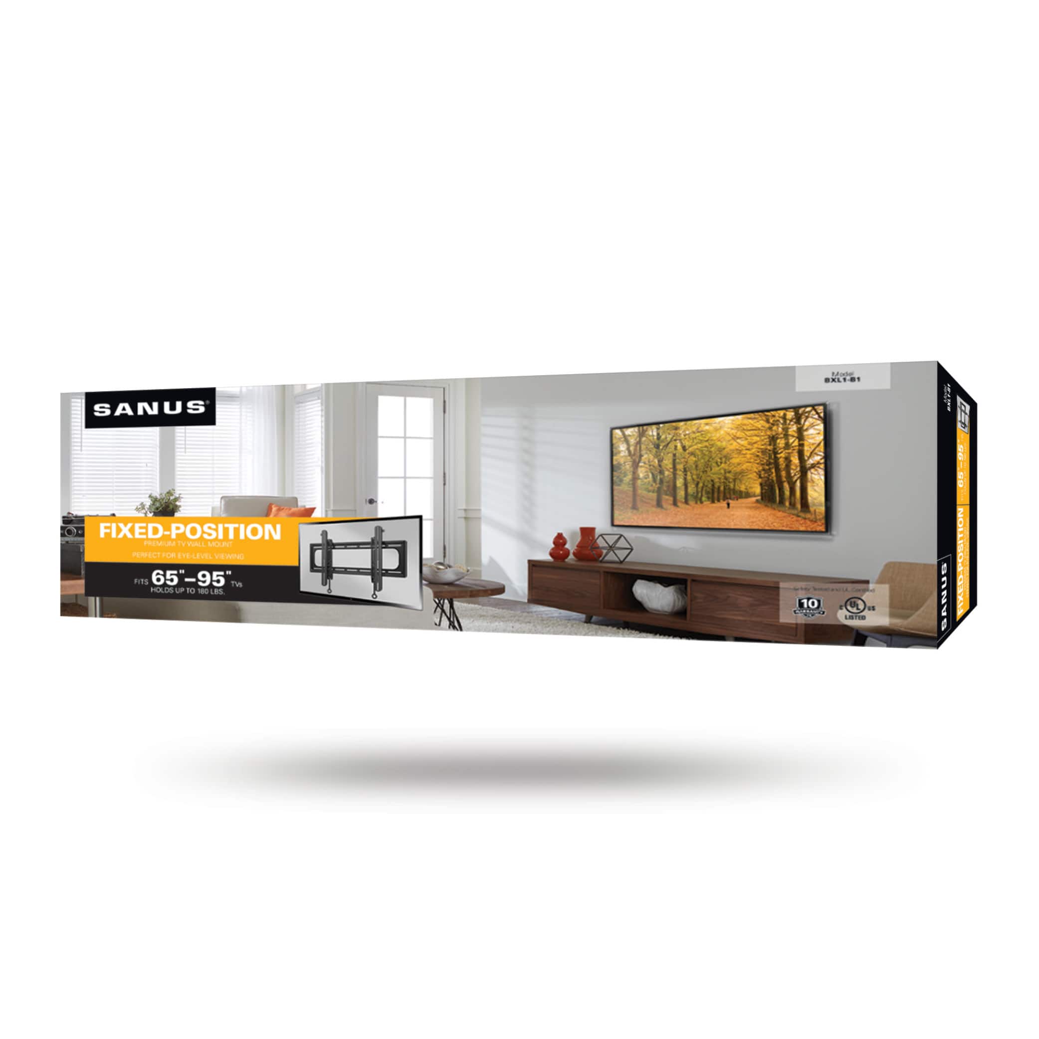 Alt View 22. Sanus - Premium Series Fixed-Position TV Wall Mount for Most TVs 65"-95" up to 180 lbs - Slim Profile Sits 1.6" From Wall - Black.