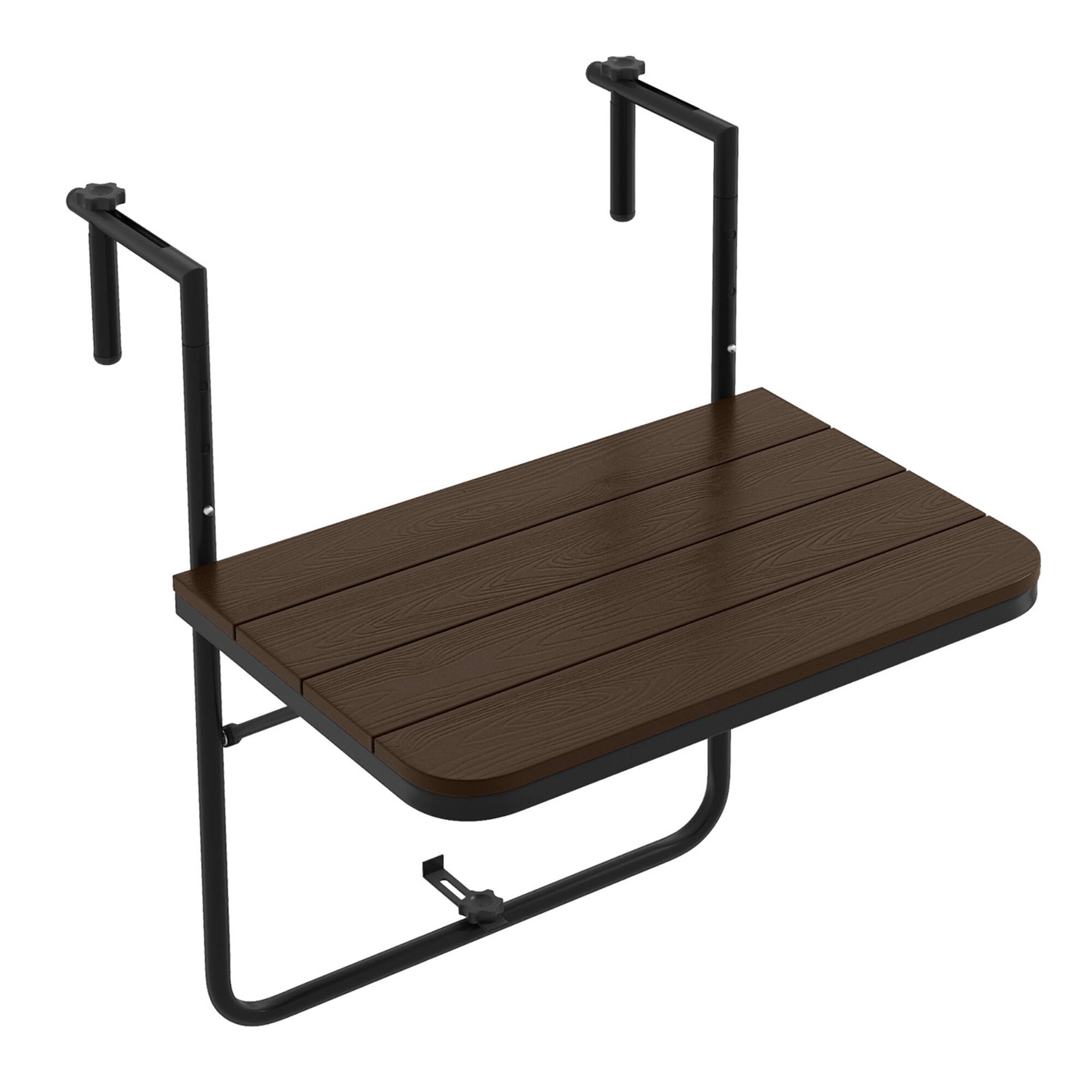 Front. Costway - Costway Folding Hanging Table Outdoor Railing Table with 3-Level Adjustable Height - Coffee.