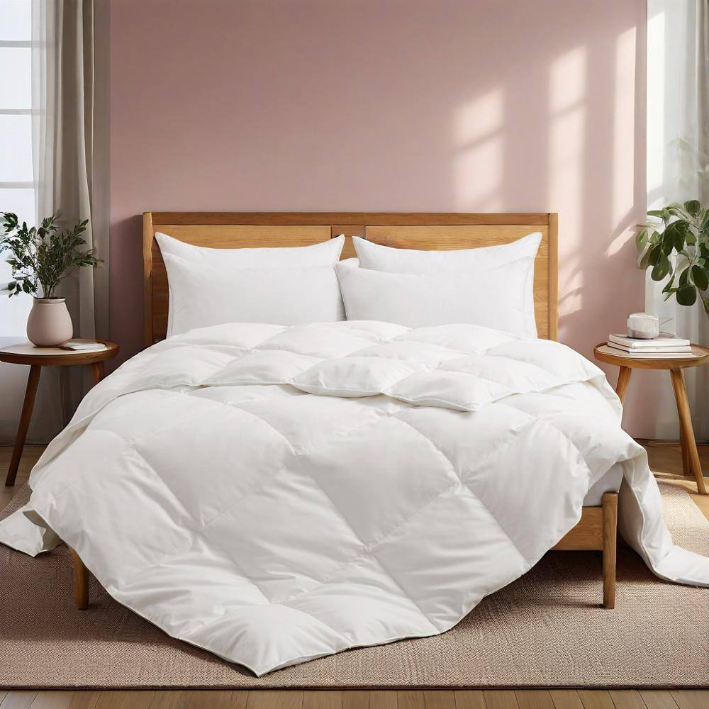 Angle. Peace Nest - Peace Nest Ultra Soft All Season Down Feather Comforter, White, Full/Queen - White.