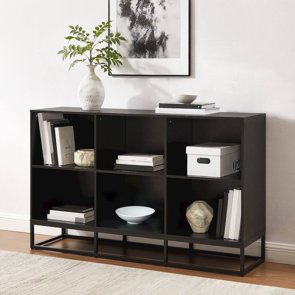Alt View 8. Crosley Furniture - Enzo 6 Cube Record Player Stand With Vinyl Storage - Black.
