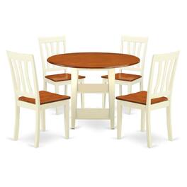 East West Furniture - Dining Room Set Buttermilk & Cherry - Brown