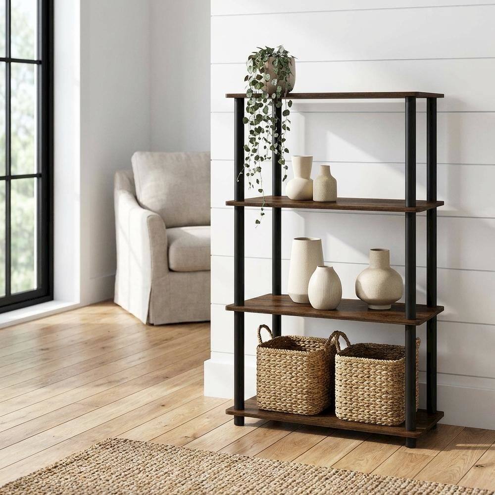Angle. FurniFact - Wooden bookcase with versatile storage for home or office use - Walnut/Brown.