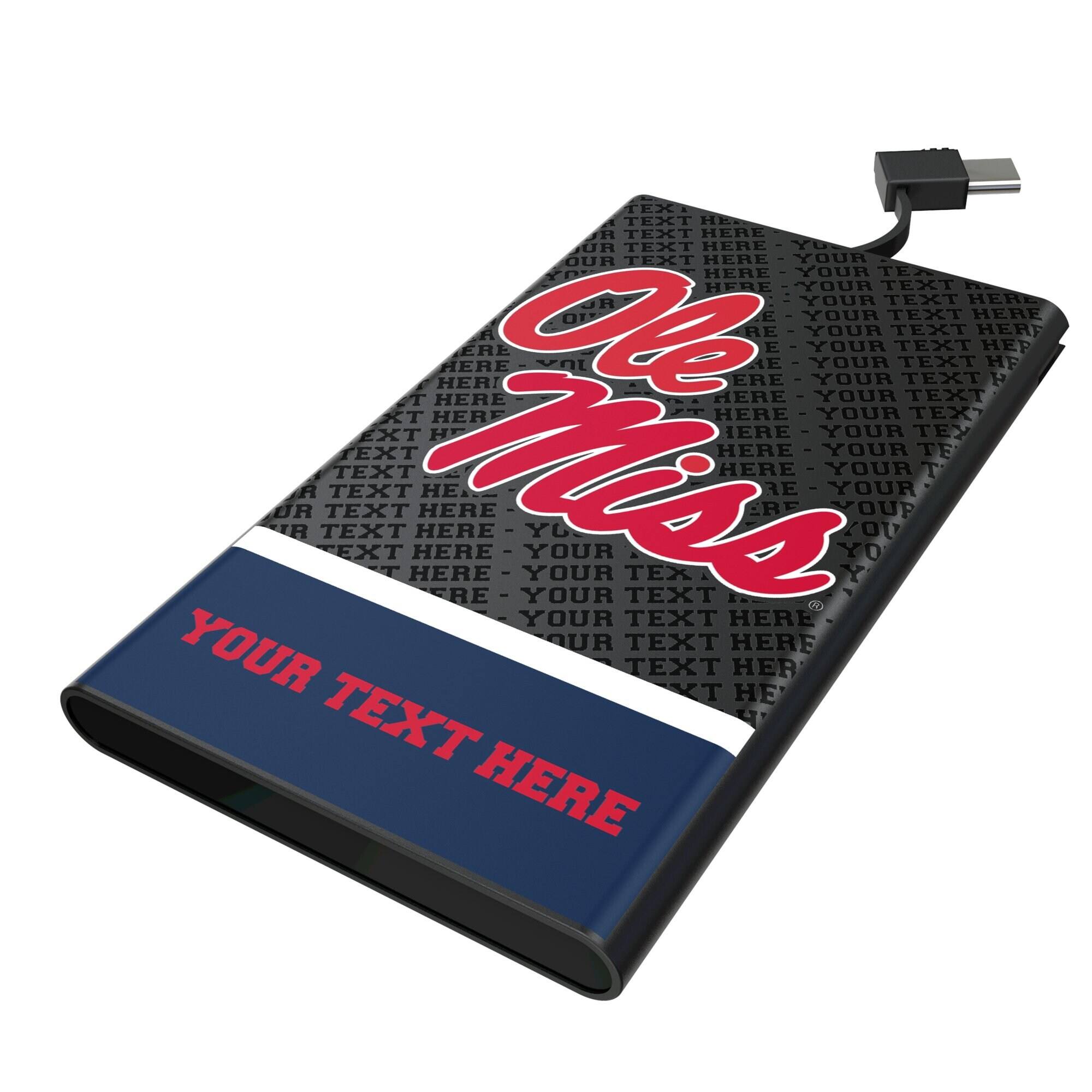 Keyscaper - Ole Miss Rebels Personalized Endzone Plus 5000mAh Flat Powerbank - Black