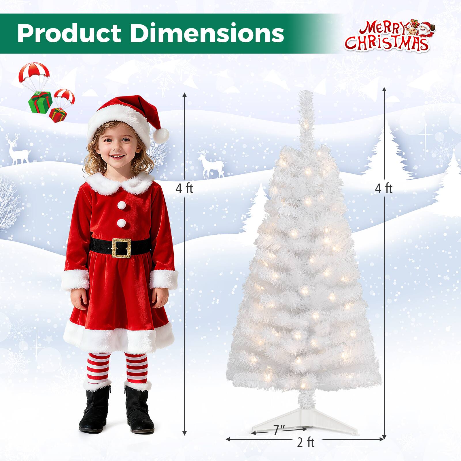 Product Dimensions  
MERRY CHRISTMAS  
4ft  
4ft  
7"  
2ft