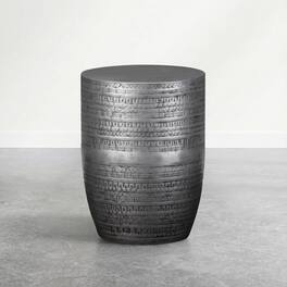 Simpli Home - Johnsen 15 inch Wide Metal Drum Accent Table - Distressed Nickel