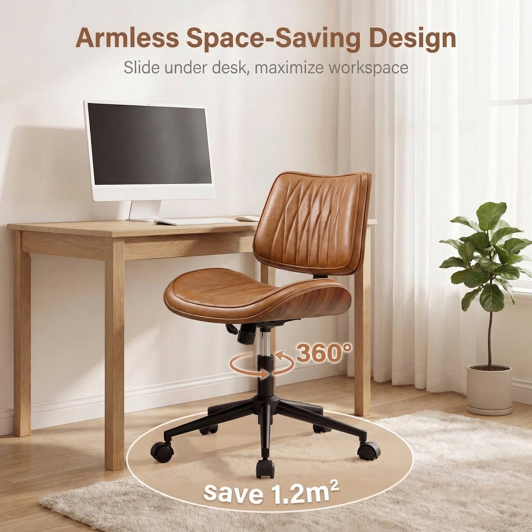 Armless Space-Saving Design  
Slide under desk, maximize workspace  
360°  
save 1.2m²