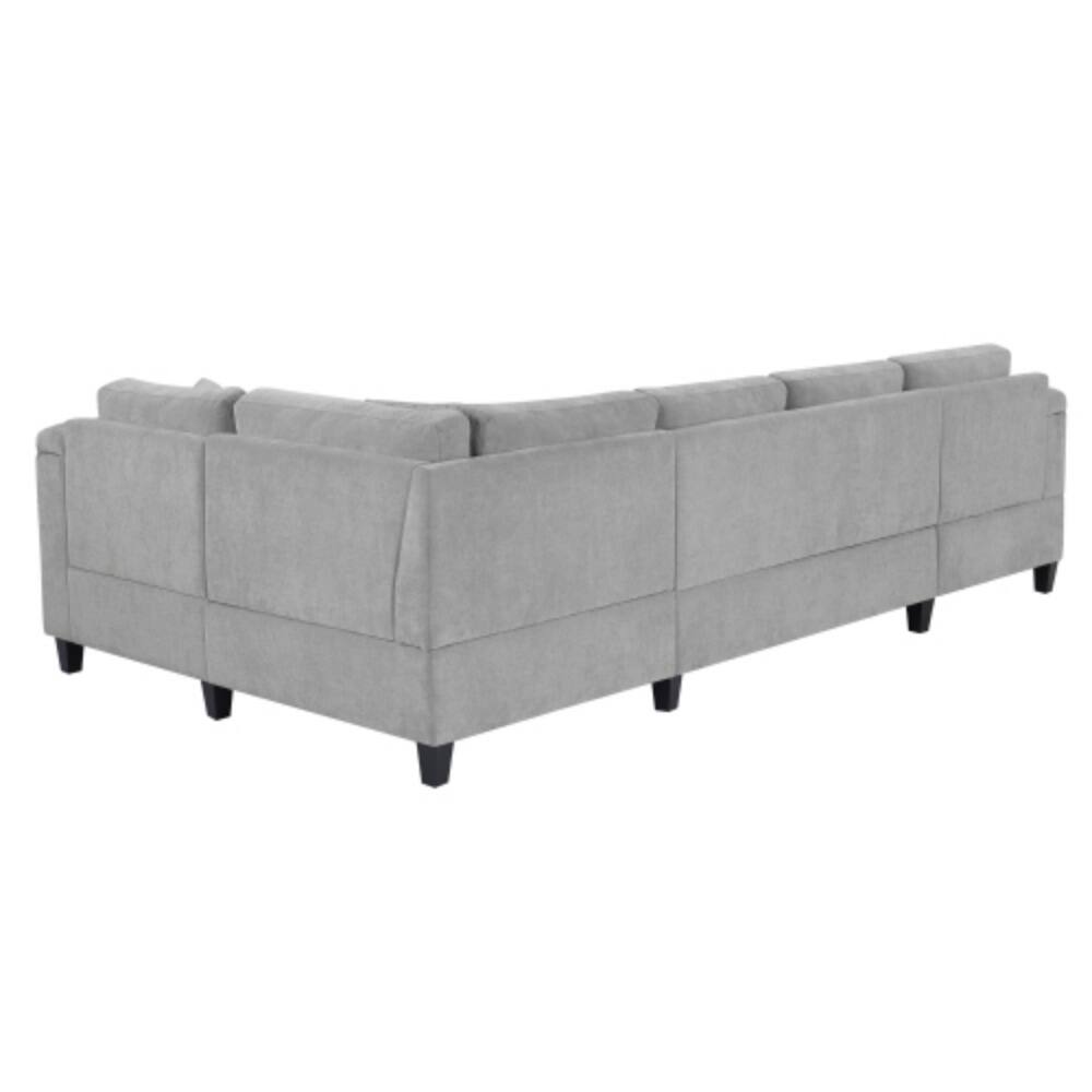 Alt View 6. LUCKY ONE - 115.7" U-Shaped Modular Sectional Sofa w/ Cup Holders Storage USB Ports Chaise - LIGHT GREY.