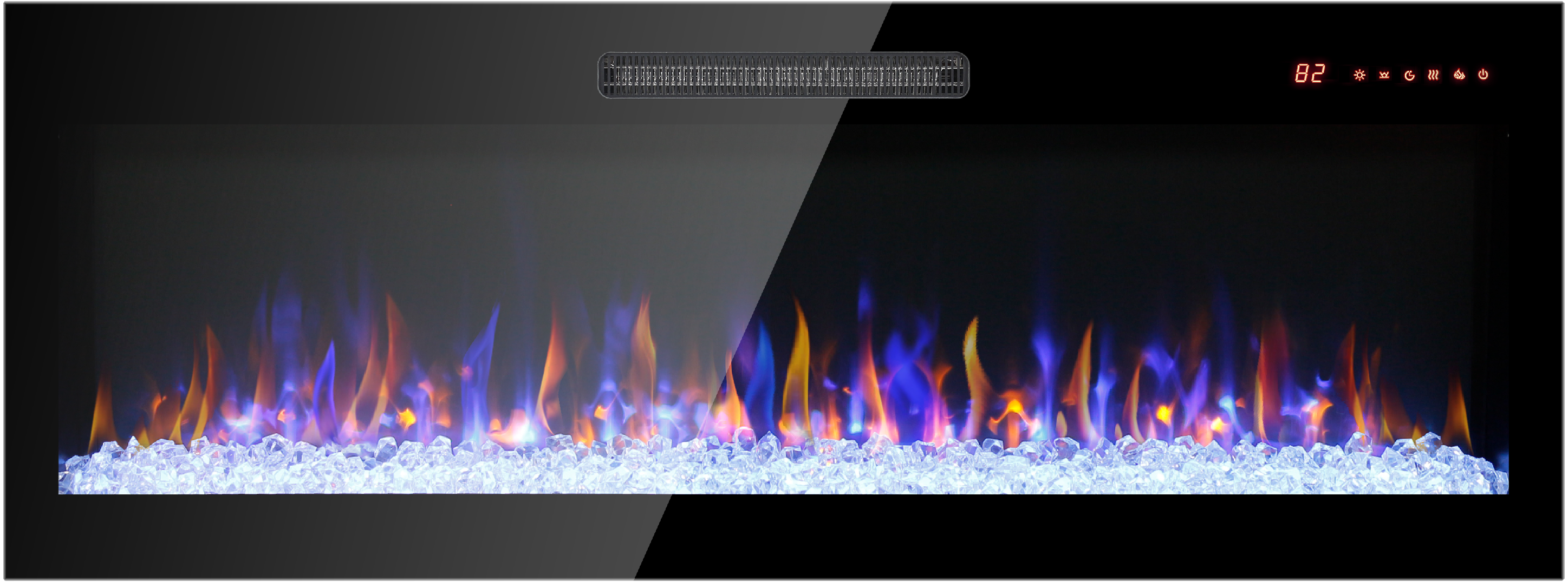 Alt View 2. GOODSILO - 50 Inch Recessed Ultra Thin Electric Fireplace, Wall Mounted, Multi Color Flame & Ember Bed, LED Heater - Antique Black.